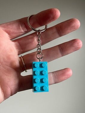 LEGO Bright Aqua Brick Keychain Handmade